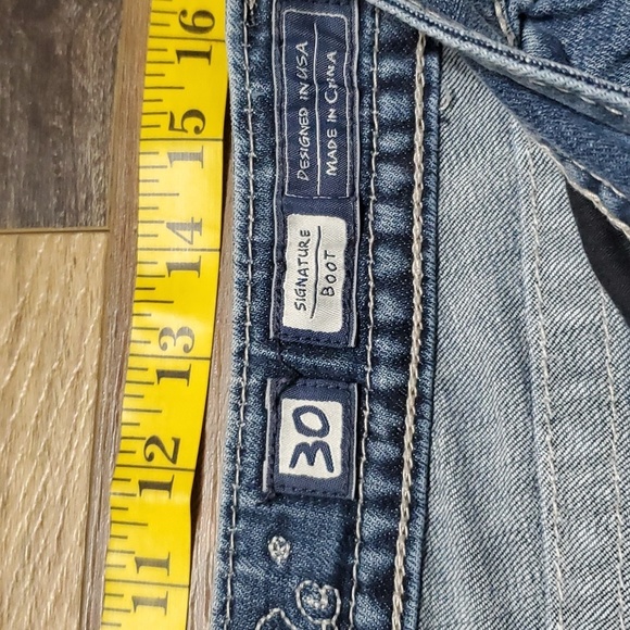 Miss me embellished pocket flap style silver denim medium wash signature boot - Picture 4 of 8